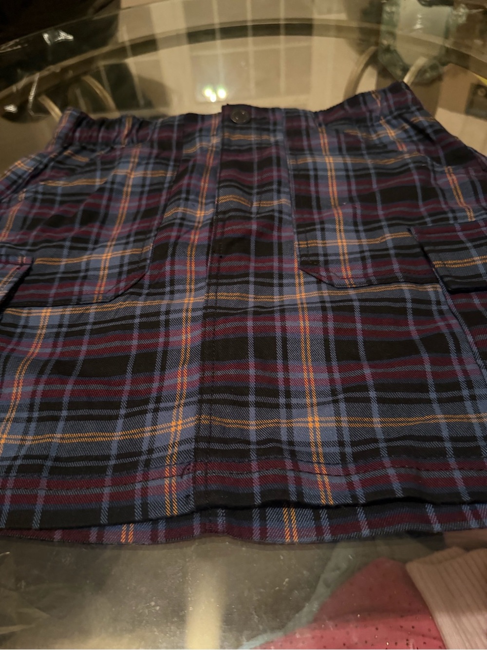 SO Plaid Mini Skirt in Navy and Black
